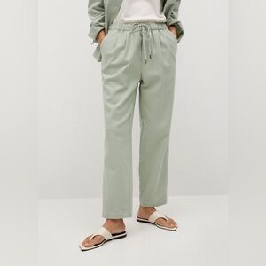 Mango Elastic Waist Cotton Pants